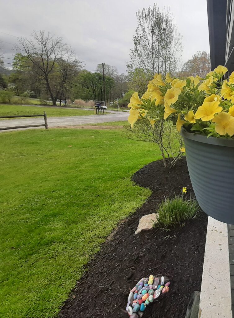 Mulch with hanging baskets